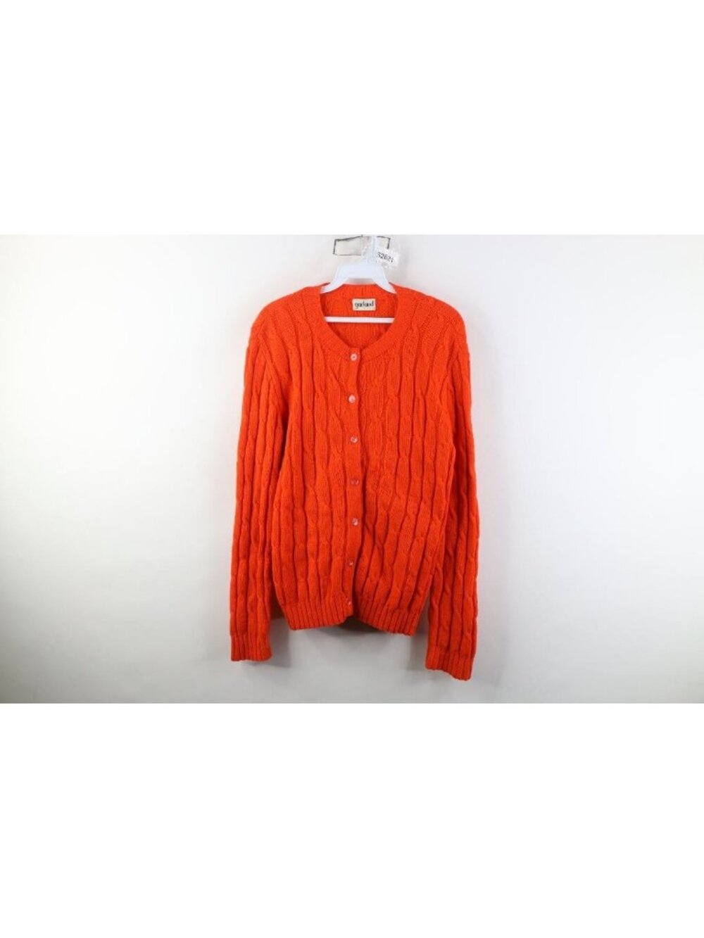 Vtg 60s 70s Streetwear Womens Medium Blank Chunky Cable Knit Cardigan Sweater US